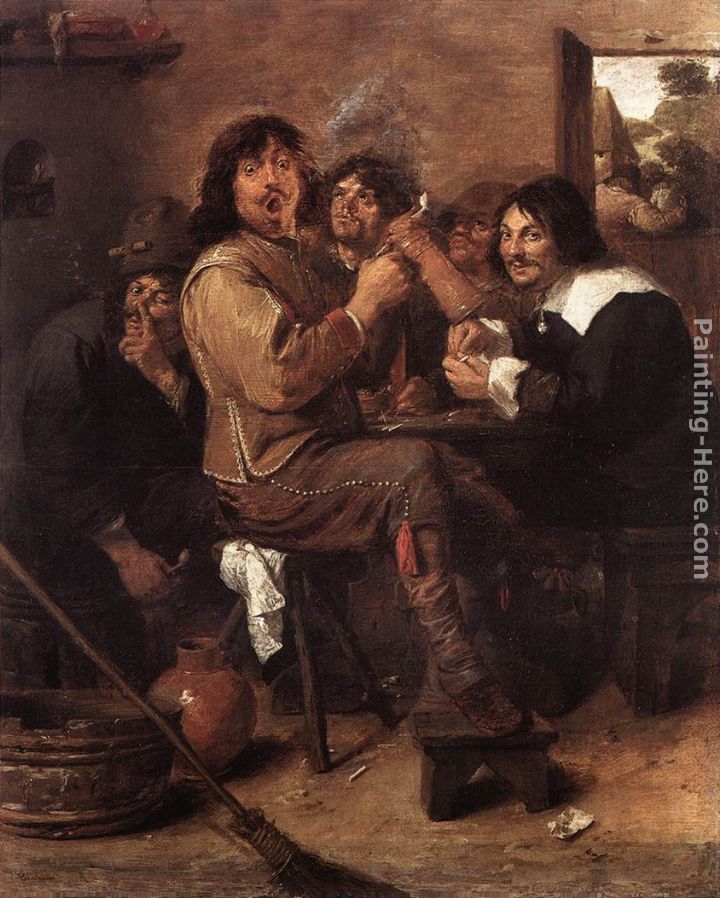 Smoking Men painting - Adriaen Brouwer Smoking Men art painting